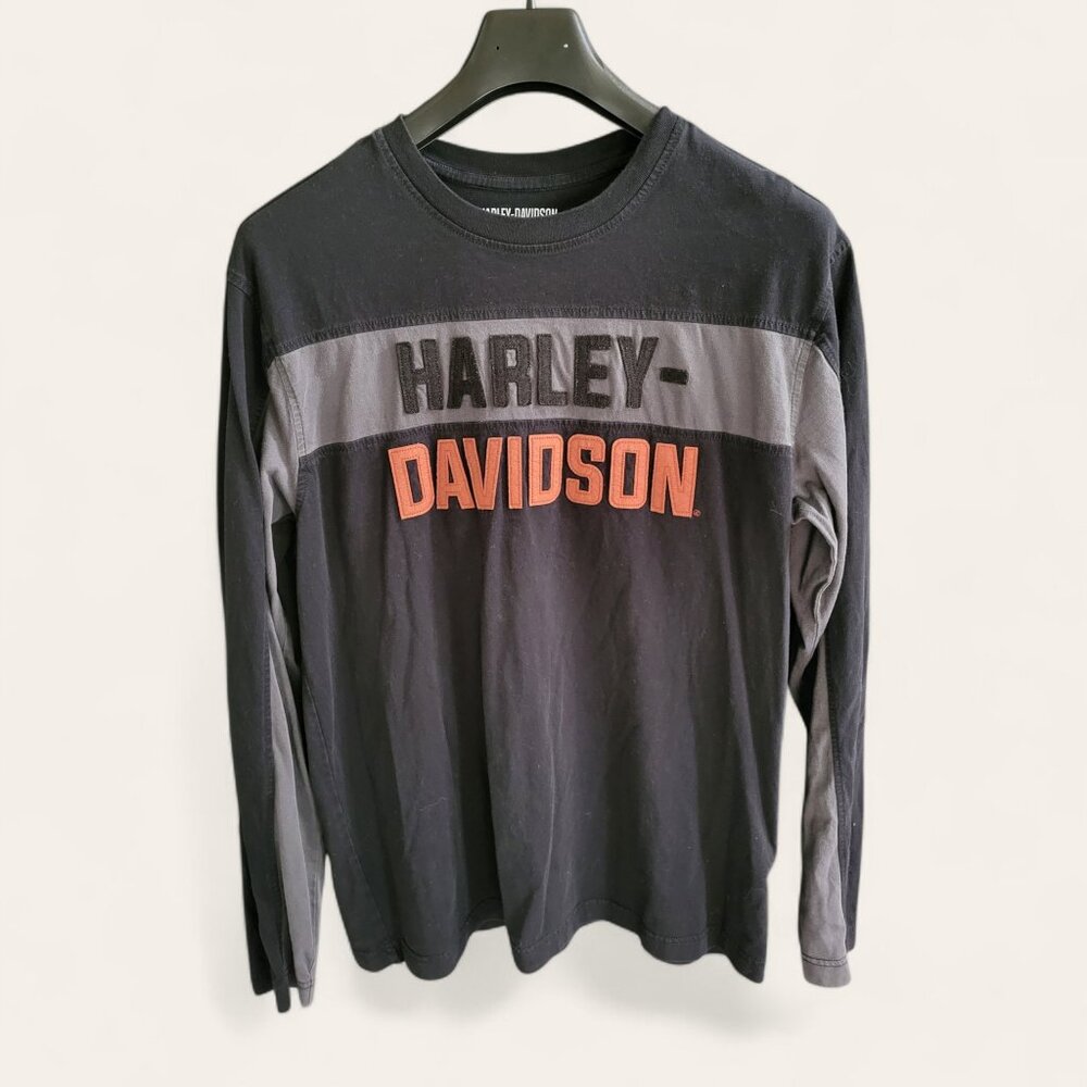 Harley Davidson Copperblock Block Letter Long Sleeve T-Shirt Mens Large Black